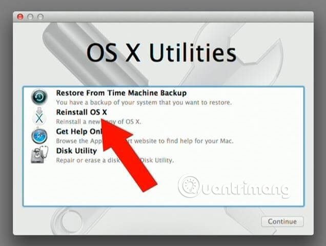 Tùy chọn Reinstall OS X