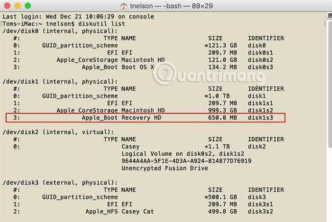 Tạo volume Recovery HD trên OS X El Capitan và những phiên bản sau đó