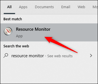 Mở ứng dụng Resource Monitor