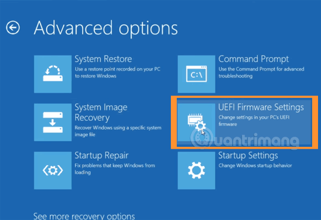 Chọn UEFI Firmware Settings 