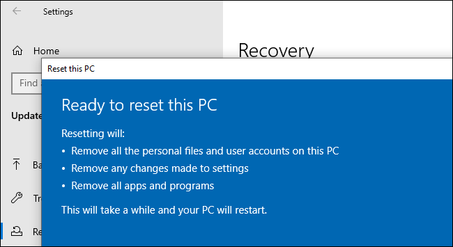 Khôi phục không cần image trên Windows 10